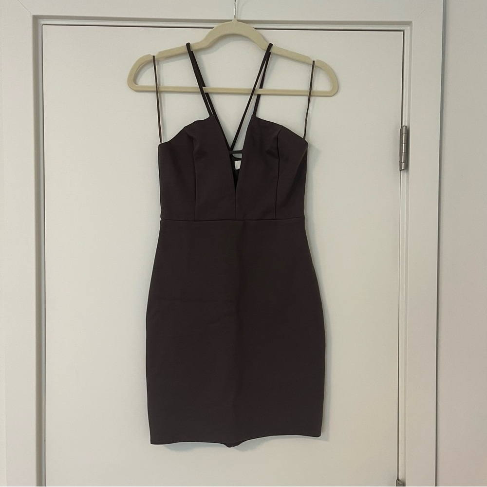 ASTR The Label Brown/Gray Bodycon Mini Dress | Size S | Holiday Party / NYE